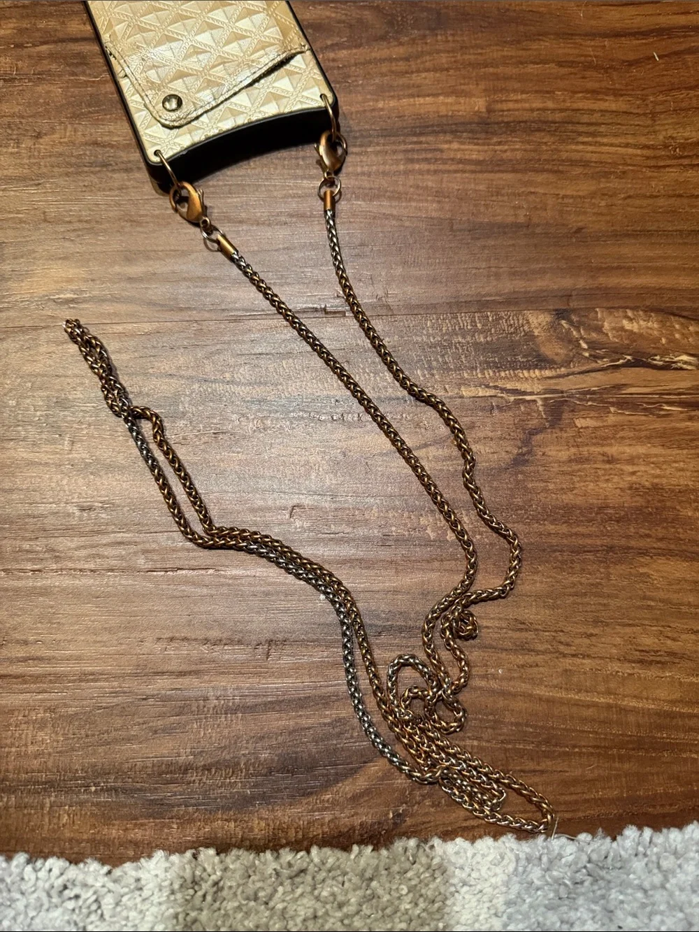 Gold Quilted bandolier Crossbody Phone Case with Chain strap 13 pro max iPhone